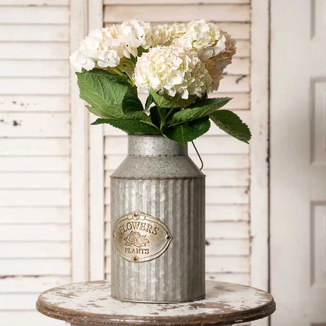 Farmhouse Chic Flowers and Plants Can with Handle