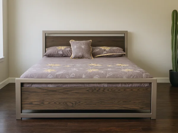 Piermont Wood and Pewter Metal Bed