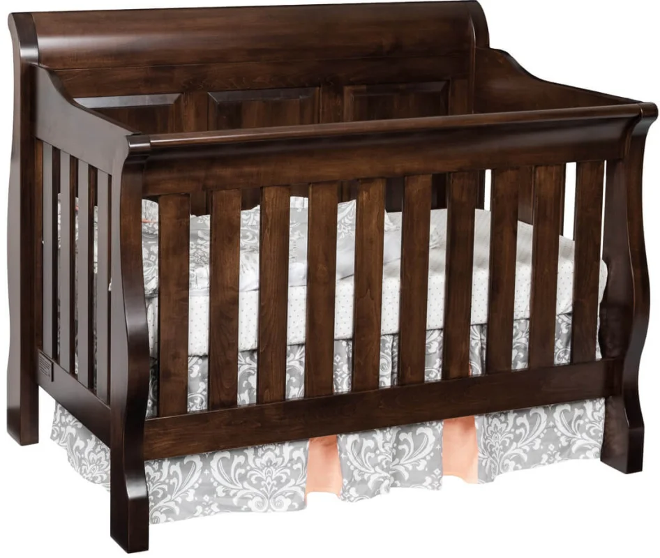 Geneva Panel Crib in Brown Maple with Venezuelan Chocolate stain