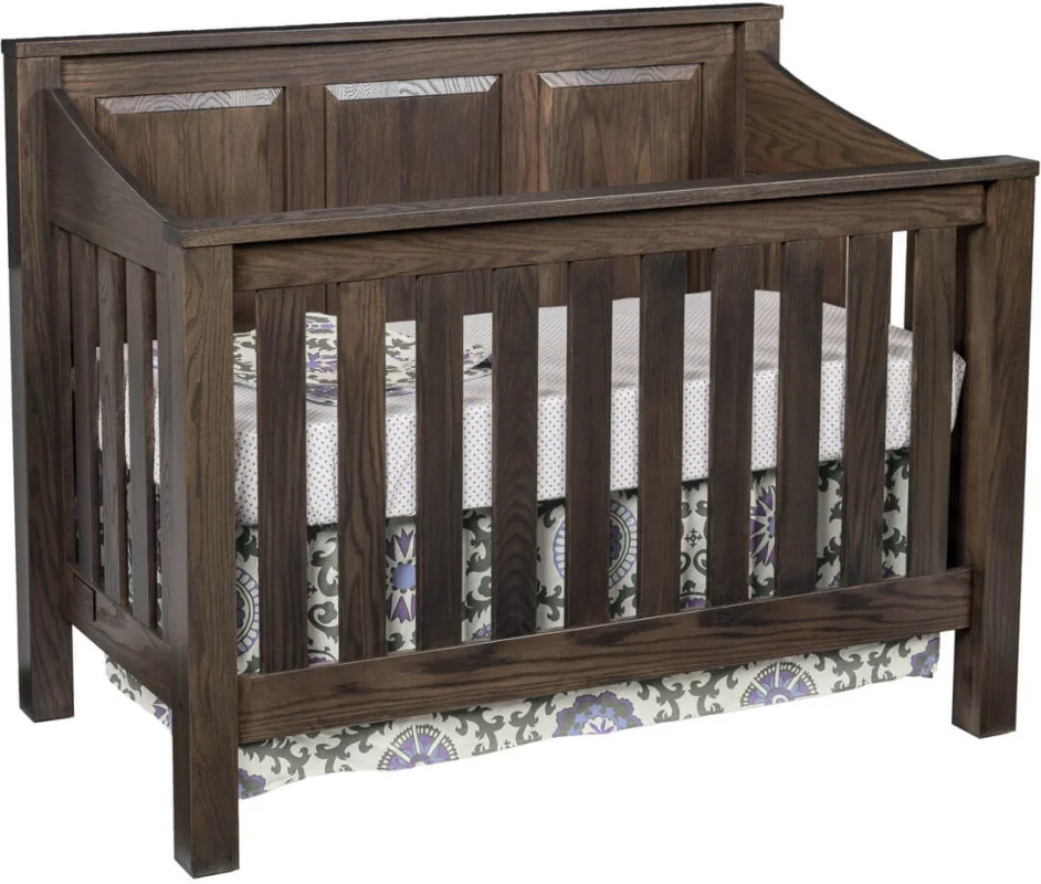 Peaceful Dreams Panel Crib in Oak with Midnight Slate stain