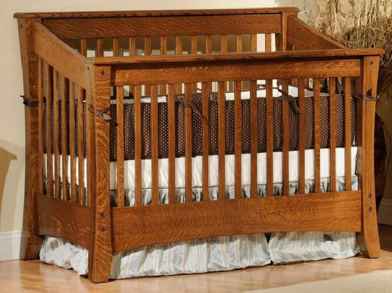 Rosewood Slat Crib shown in Brown Maple with Devonshire finish.