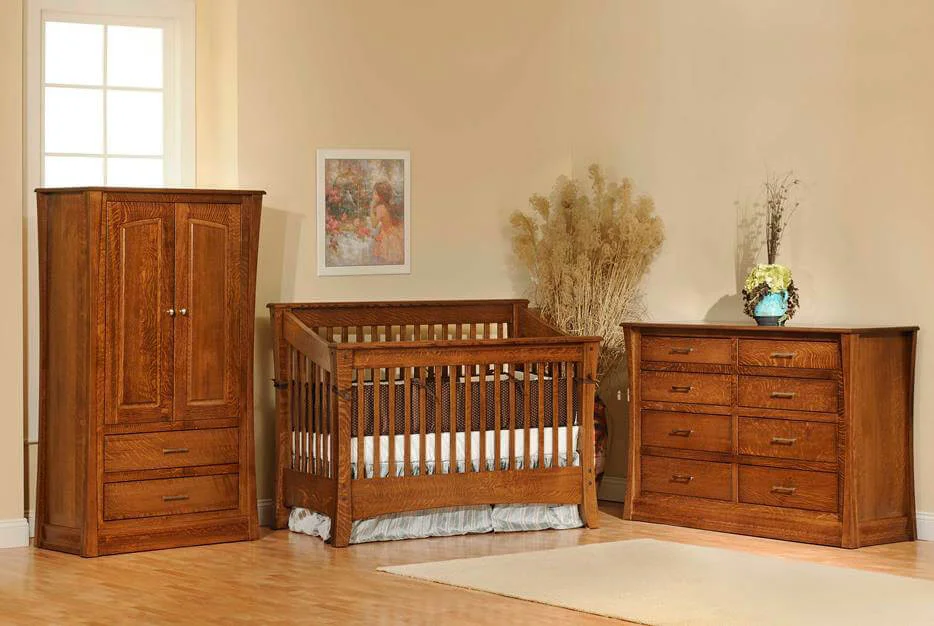 Rosewood Slat Crib Set in Brown Maple