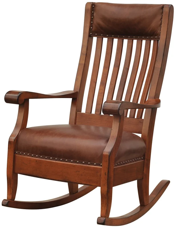 Augustine Rocker with Leather Upholstery