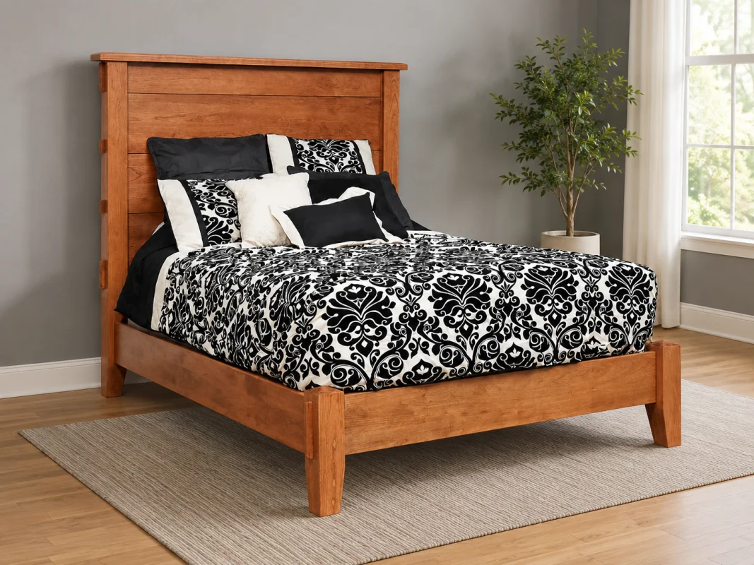 Cherry Bed with Exposed Tenons