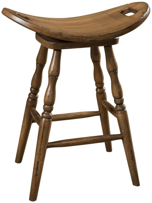 Distressed Hardwood Saddle Stool