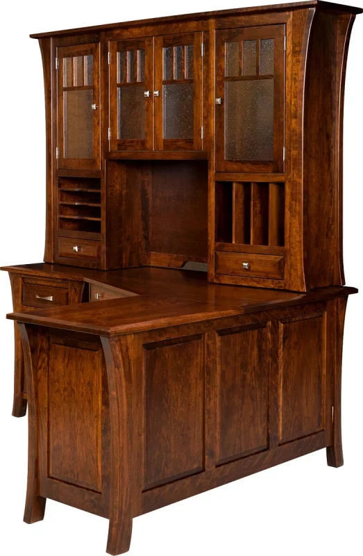 Rustic Cherry Corner Desk with Hutch