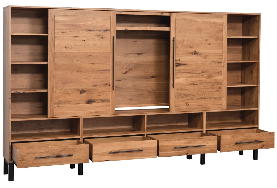 Rustic Hickory TV Wall Unit
