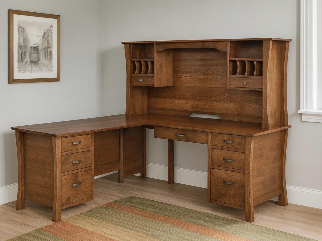 Conroe L-Desk With Small Hutch