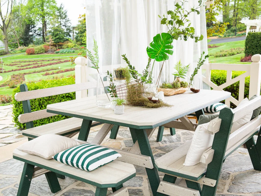 Two Tone Poly Table and Benches