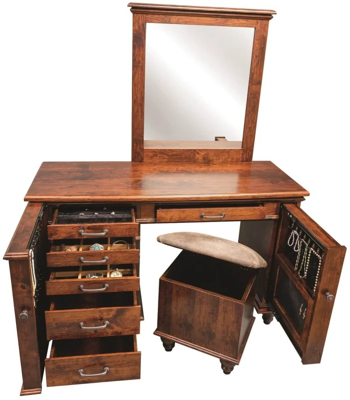 Rustic Cherry Vanity and Stool
