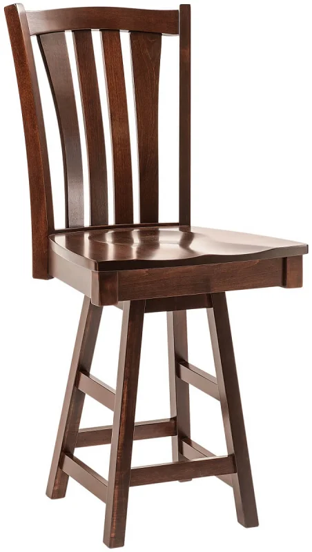 Kauri Cliffs Swivel Bar Stool in Brown Maple