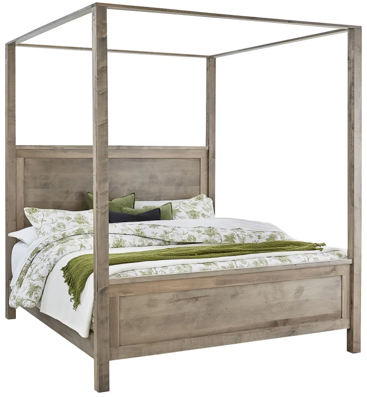 Laplace Modern Canopy Bed Made by Amish Woodworkers - shown in Brown Maple