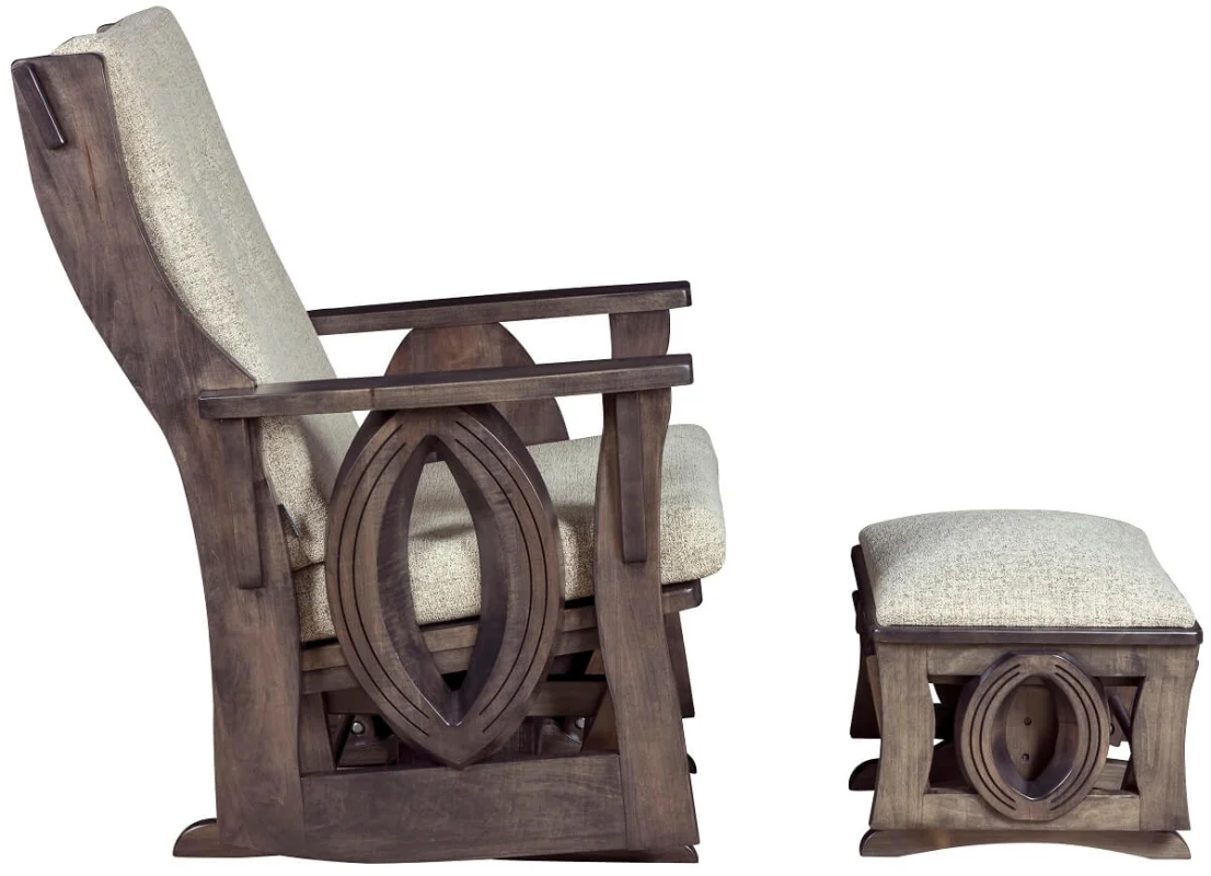 Gray Hardwood Glider and Ottoman