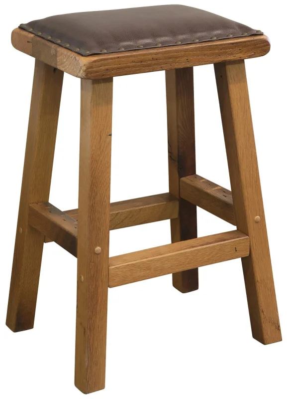 Reclaimed Stool with Leather Seat
