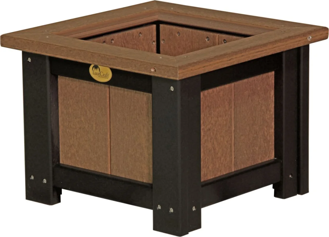 Antique Mahogany and Black Pigeon Point Commercial Outdoor Planter
