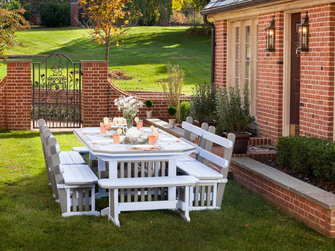 Poly Dining Table with Benches