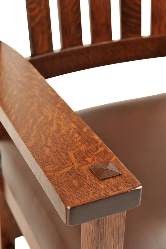 Through tenon detail of Santiago Mission Arm Chair