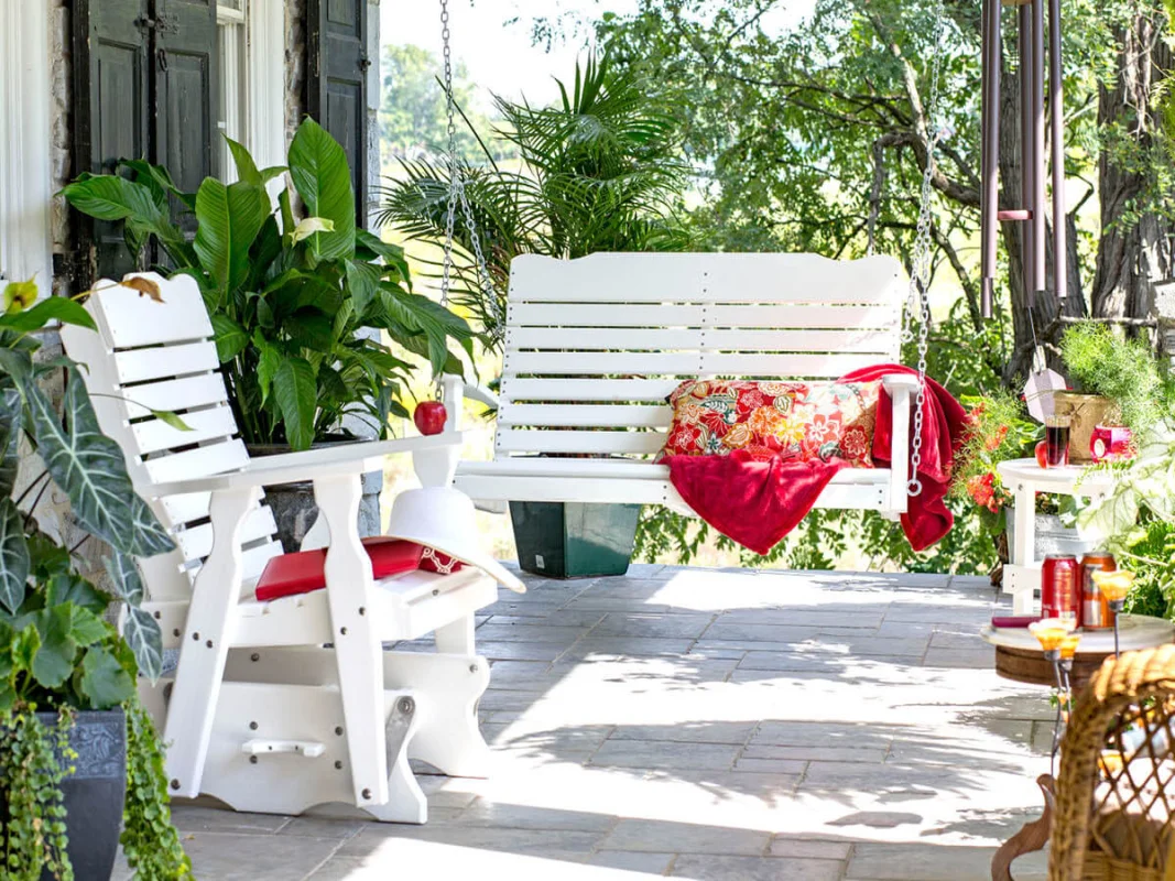 Amish Hanging Porch Swing and Patio Chair