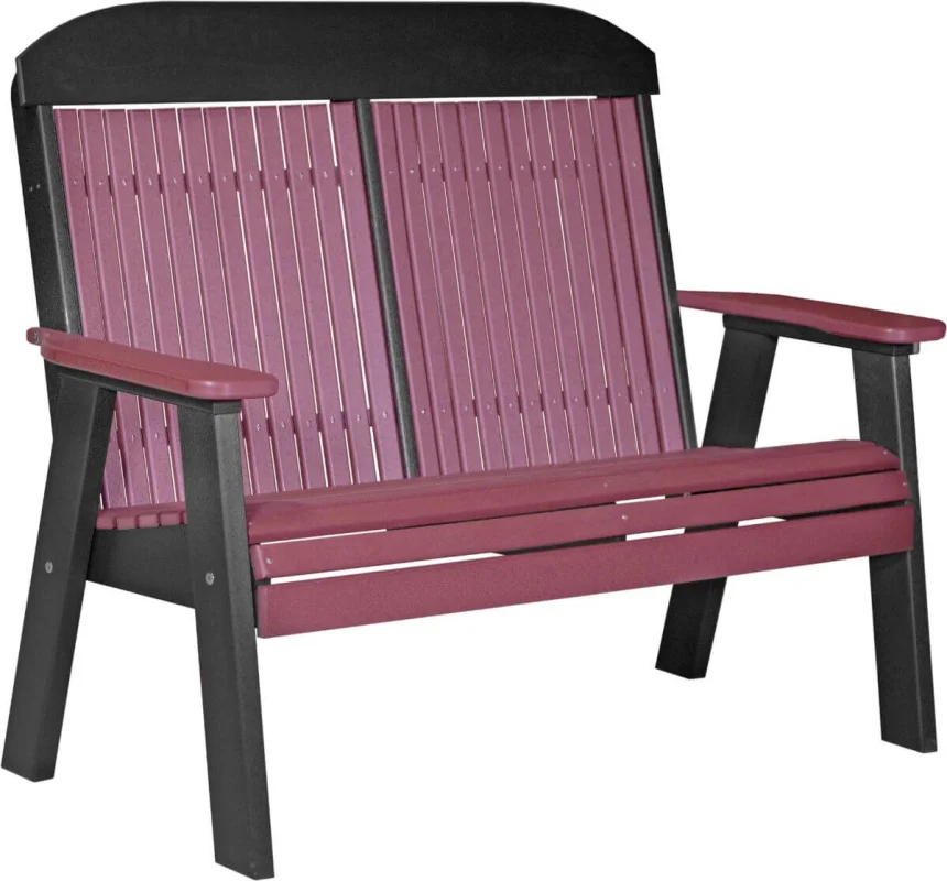 Cherrywood and Black Stockton Patio Bench