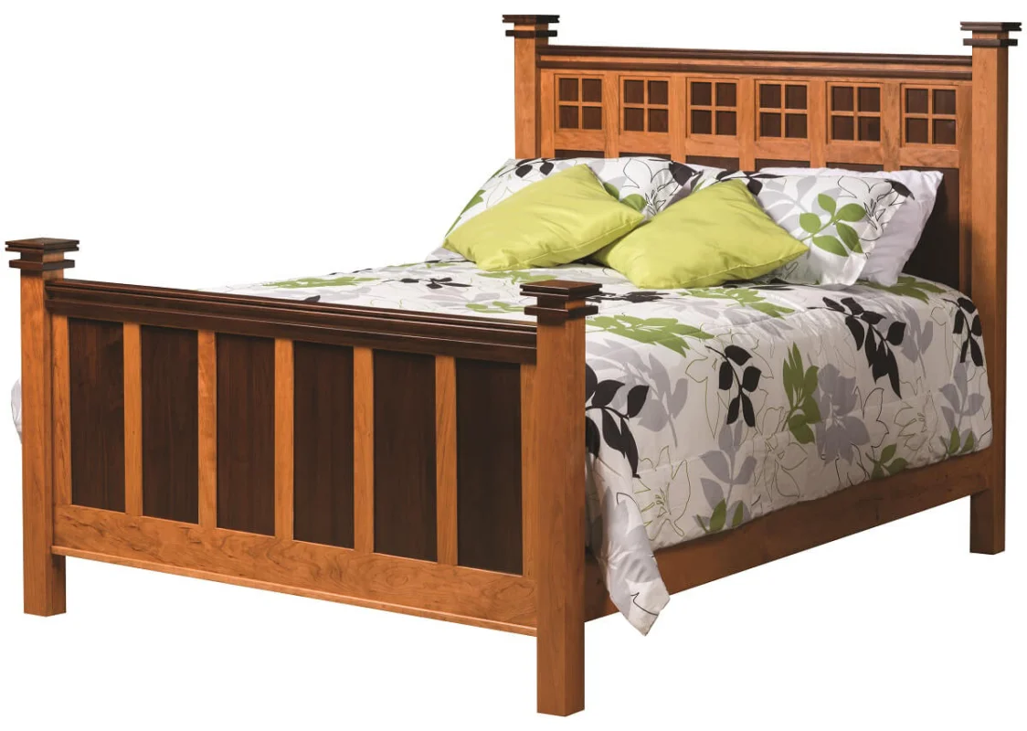 Sugar Creek Two Tone Bed With Solid Wood - shown in rustic cherry wood