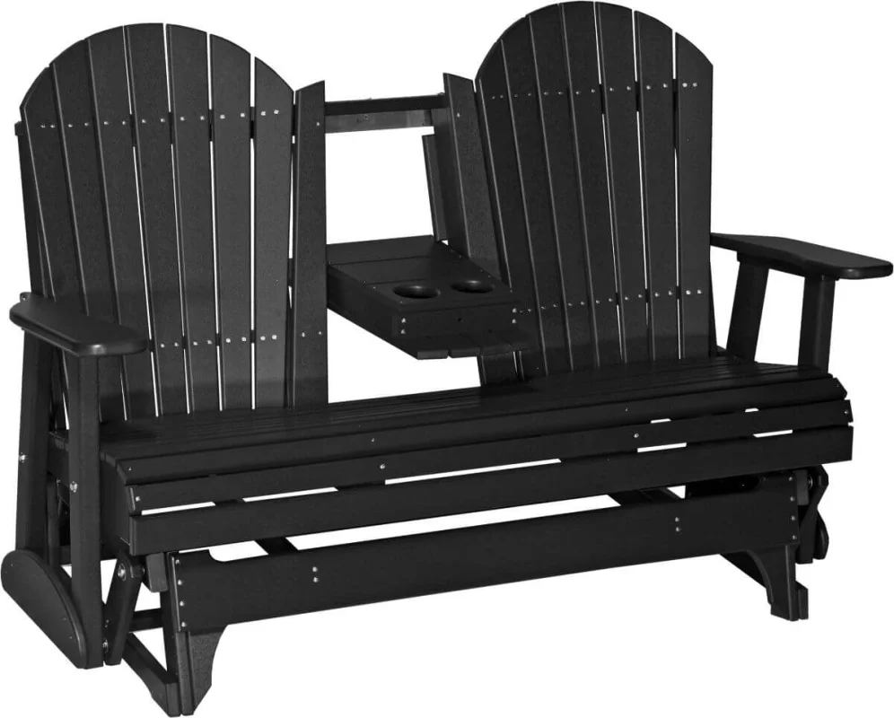 Black Tahiti Loveseat Patio Glider with Console