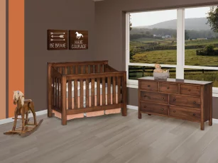 Peaceful Dreams Slat Nursery Set in Brown Maple