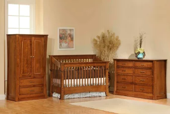 Rosewood Slat Crib Set in Brown Maple
