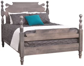 Gray Finish on Brown Maple Bed