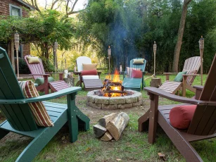 Adirondack Chairs and Ottoman
