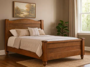 Rustic Hardwood Bed in Custom Finish