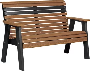 Antique Mahogany and Black Cape Lookout Patio Bench