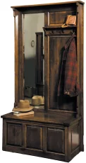 Rustic Fort Pierce Coat Rack Bench in Cherry