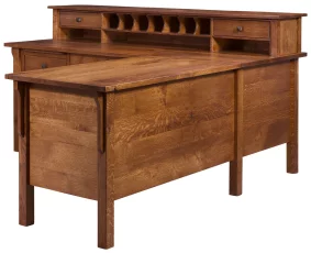 L Shape Desk with Small Hutch