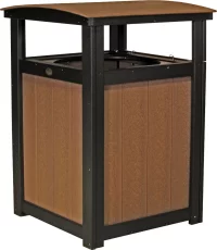 Antique Mahogany and Black Pigeon Point Commercial Outdoor Trashcan