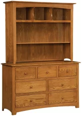 Salinas 7-Drawer Dresser with Hutch With Open Shelves
