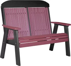 Cherrywood and Black Stockton Patio Bench