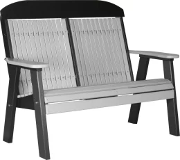 Dove Gray and Black Stockton Patio Bench